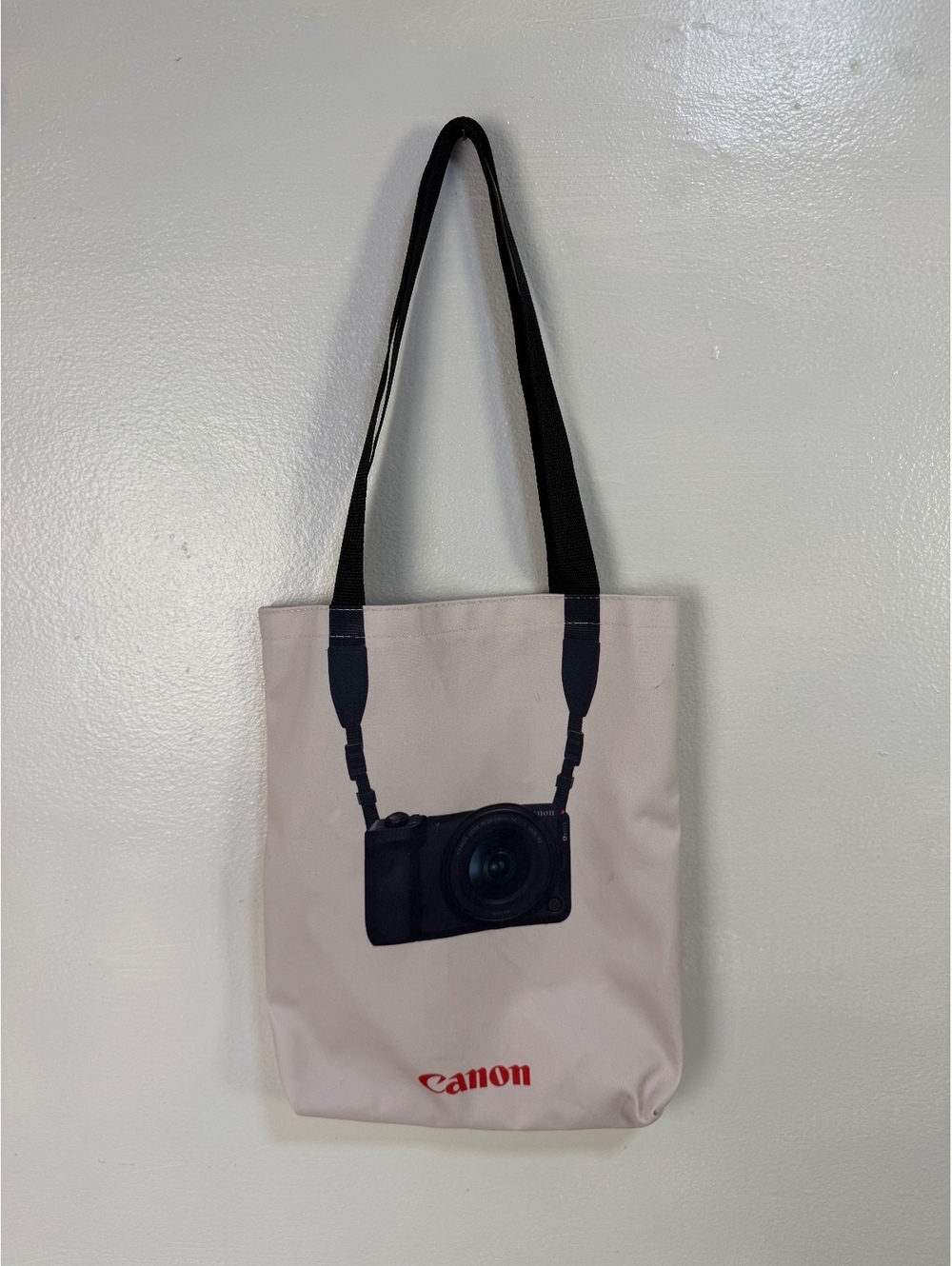Canon Canvas Tote Bag with Camera Design and Black Straps